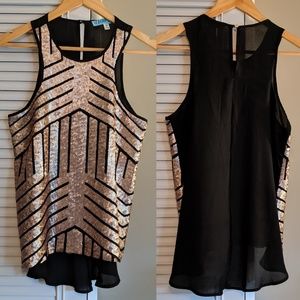 Francesca's Geometric Sequin Top